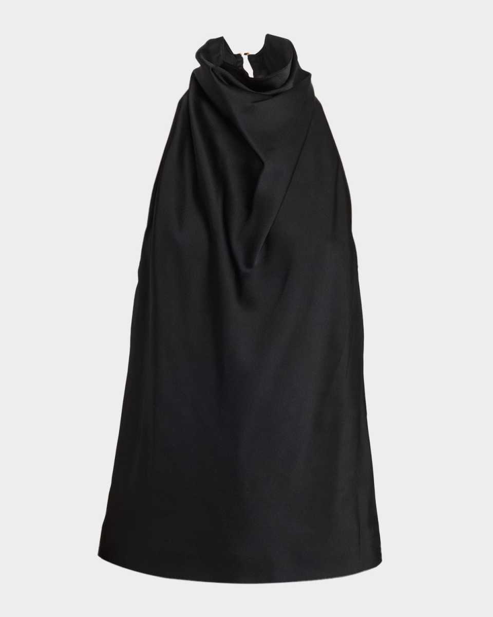Satin Backless Cowl Halter Top